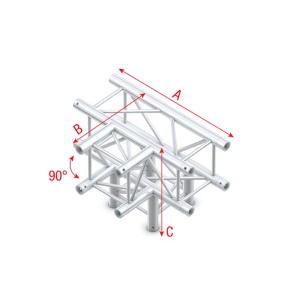 Pro-30 Square F Truss - T-Cross + Down 4-way - 71 cm - Onlinediscowinkel.nl