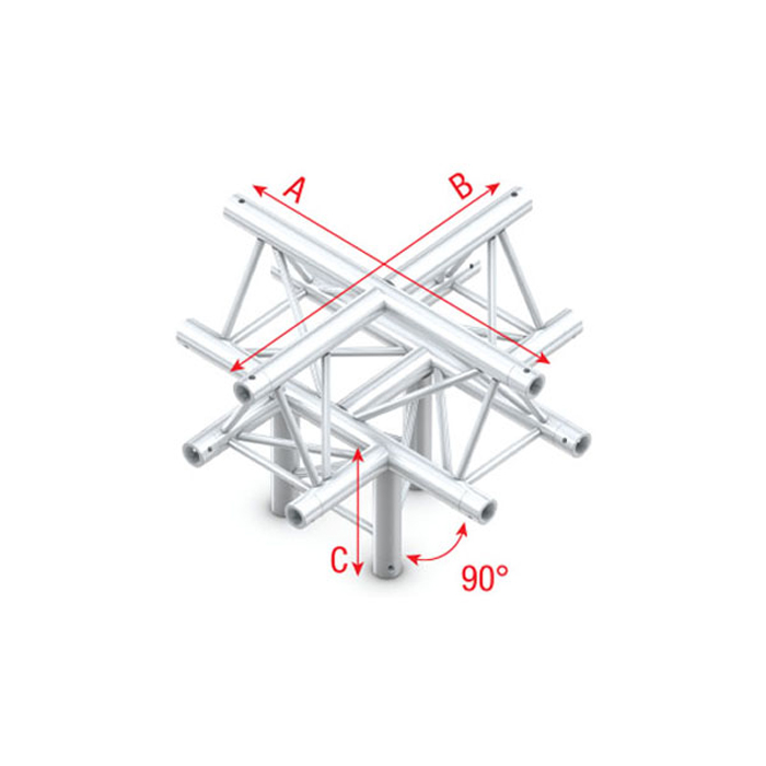 Pro-30 Triangle F Truss - Cross + down 5-way - apex up - 50 cm - Onlinediscowinkel.nl