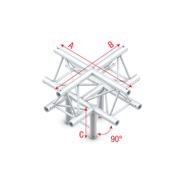 Pro-30 Triangle G Truss - Cross + down 5-way - apex up - 50 cm - Onlinediscowinkel.nl