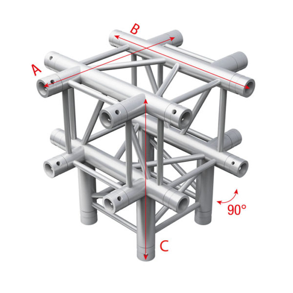 Pro-30 Square F Truss - Cross + Down 5-way - 50 cm - Onlinediscowinkel.nl