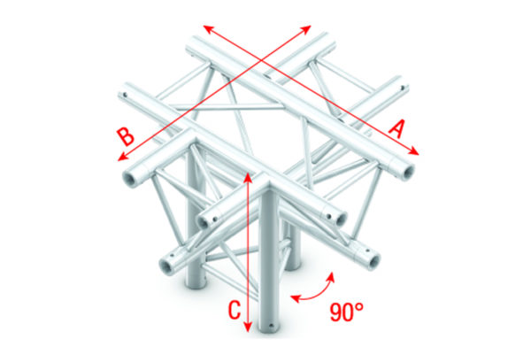 Pro-30 Triangle F Truss - T-Cross vertical 3-way - apex down - 50 cm - Onlinediscowinkel.nl