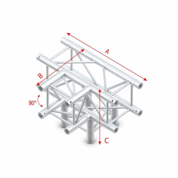 Pro-30 Square F Truss - T-Cross + Down 4-way - 50 cm - Onlinediscowinkel.nl