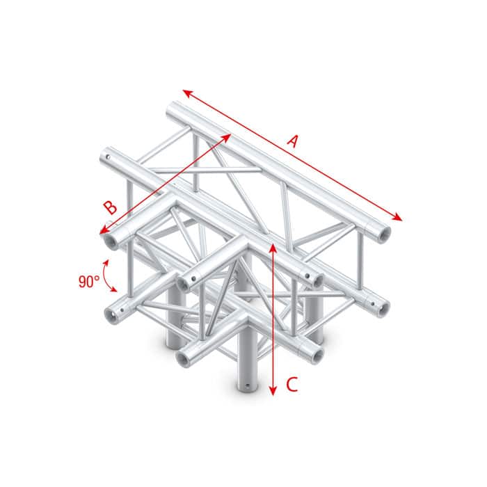 Pro-30 Square F Truss - T-Cross + Down 4-way - 50 cm - Onlinediscowinkel.nl