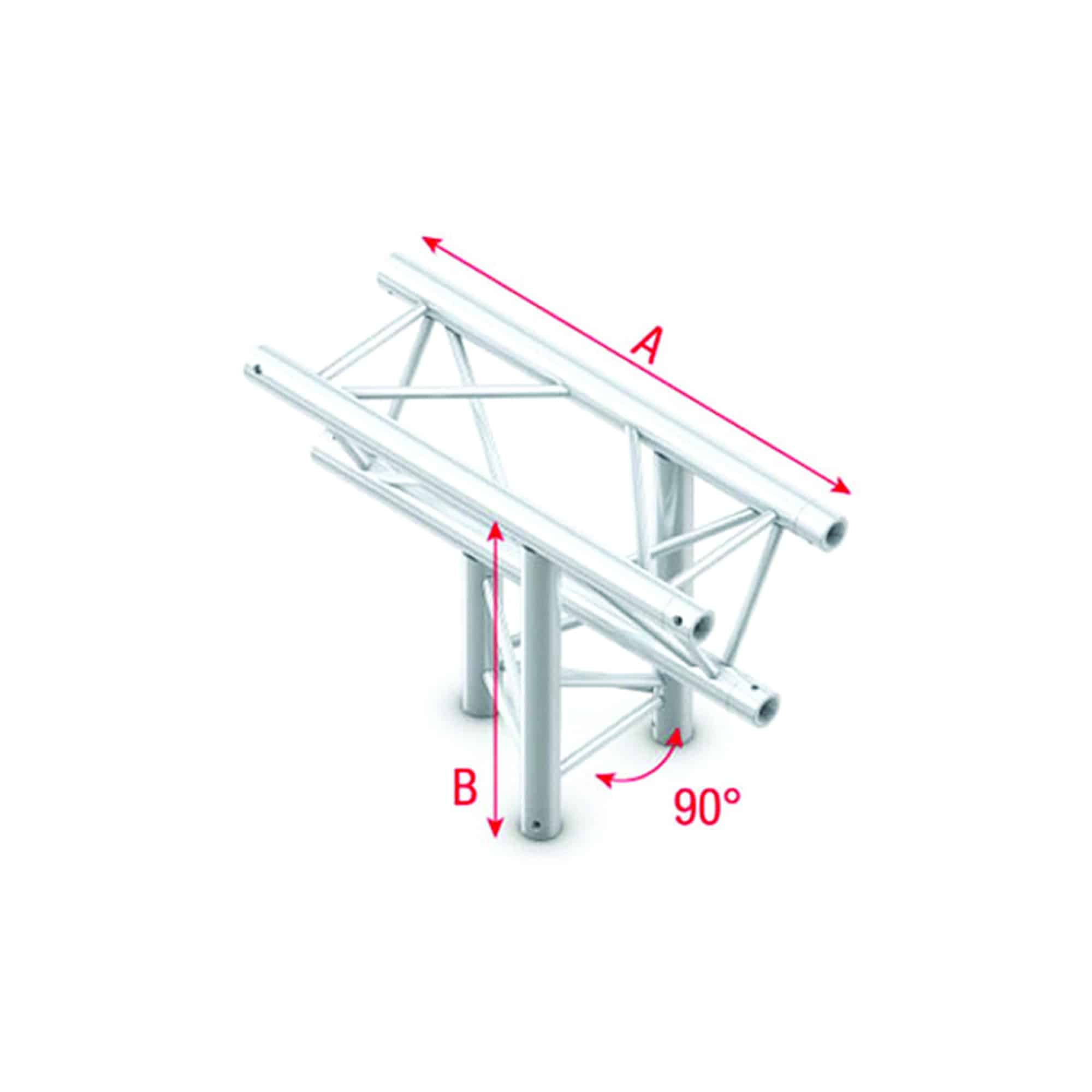 Pro-30 Triangle G Truss - T-Cross vertical 3-way - apex down - 50 cm - Onlinediscowinkel.nl