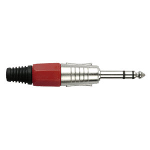 6.3 mm Jack Plug Stereo Nickel housing Red end cap - Onlinediscowinkel.nl