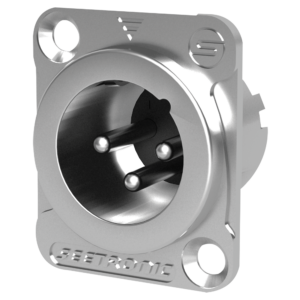 XLR 3P Chassis - male Silver contacts - nickel housing - Onlinediscowinkel.nl
