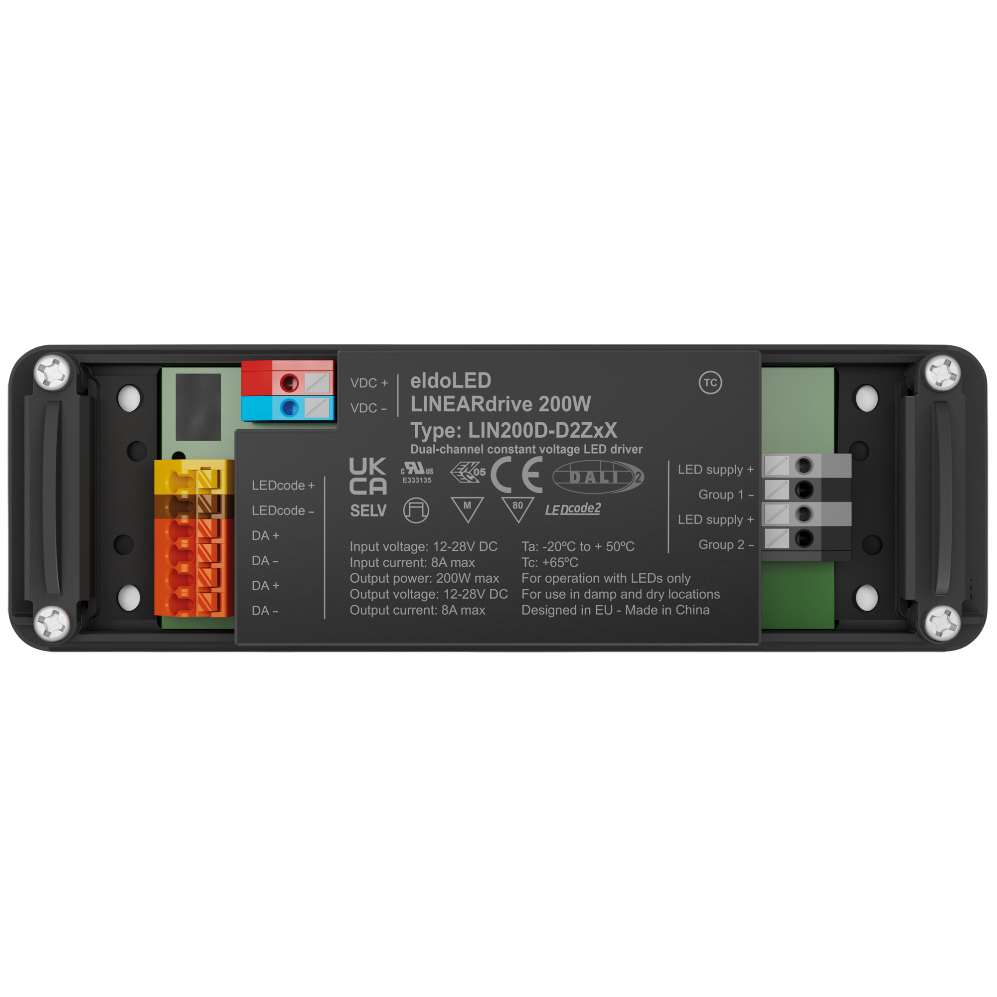 ELDOLED LINEARdrive DC - 200 W - Constante Spanning - DALI-2 - 2 Kanalen, 2 Uitgangen - LIN200D2Z2D3 - Afbeelding 3